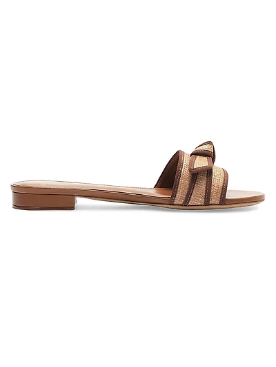 Bow-Detailed Raffia Sandals