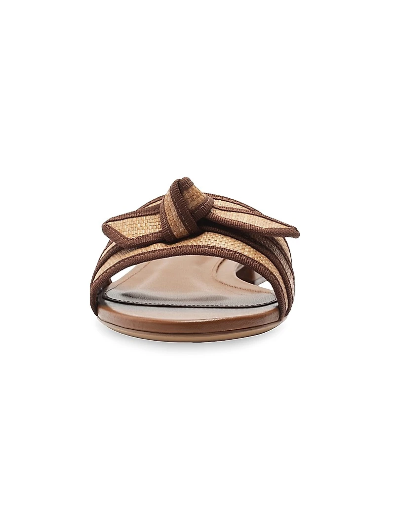 Bow-Detailed Raffia Sandals
