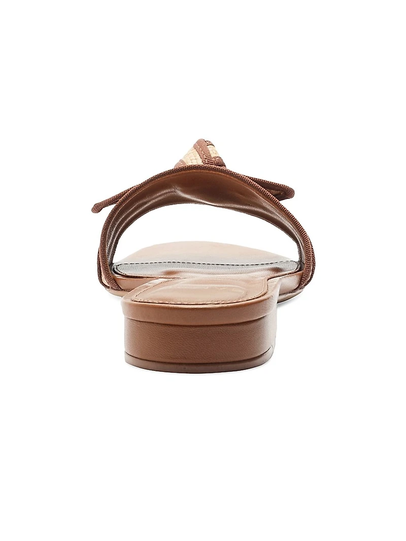Bow-Detailed Raffia Sandals