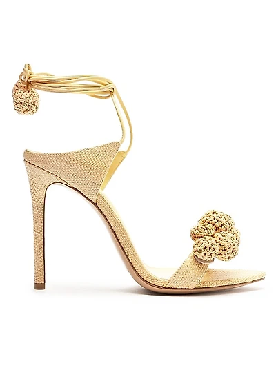 Resse 100MM Raffia Ankle-Wrap Sandals