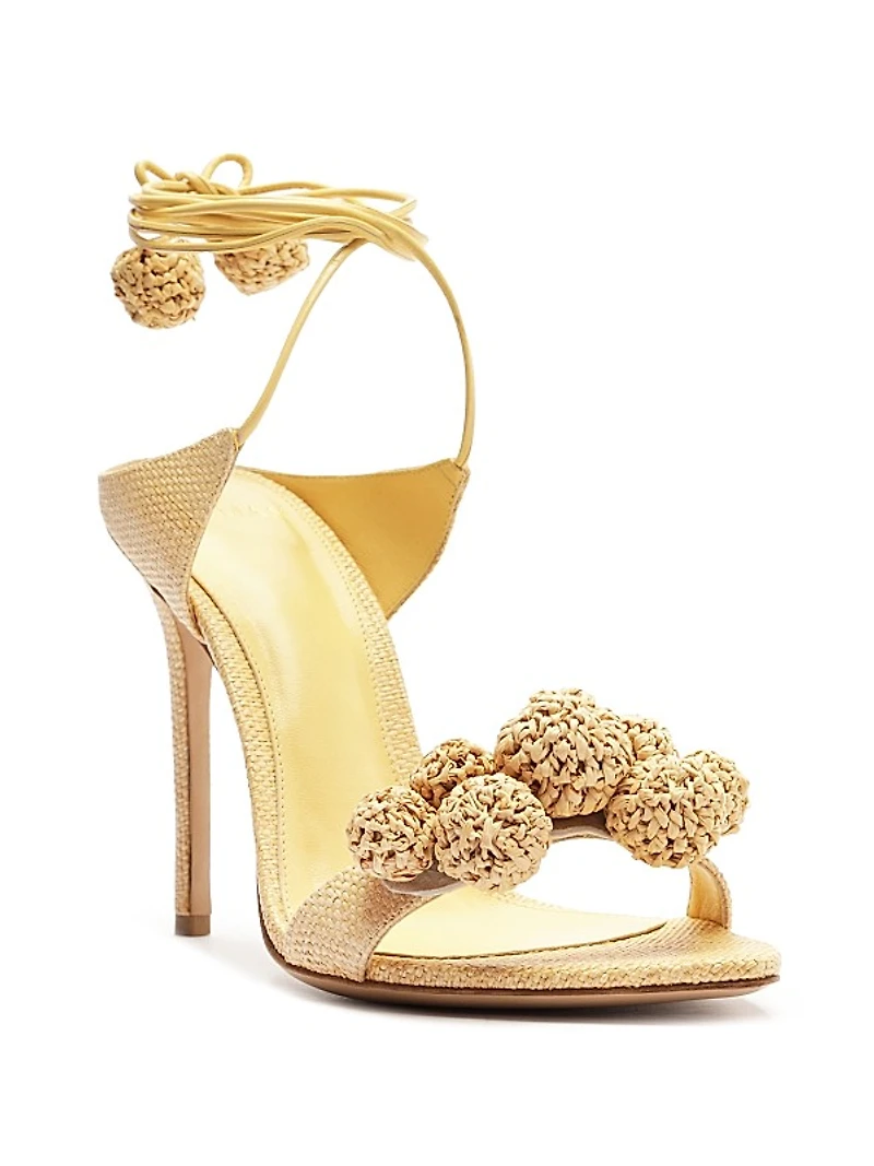 Resse 100MM Raffia Ankle-Wrap Sandals