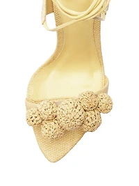 Resse 100MM Raffia Ankle-Wrap Sandals