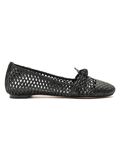Clarita Knotted Raffia Ballerina Flats