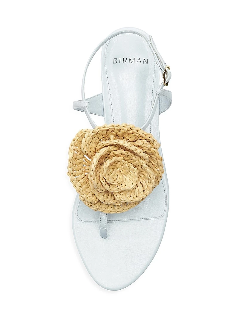 Sadie Floral-Accented Leather Sandals