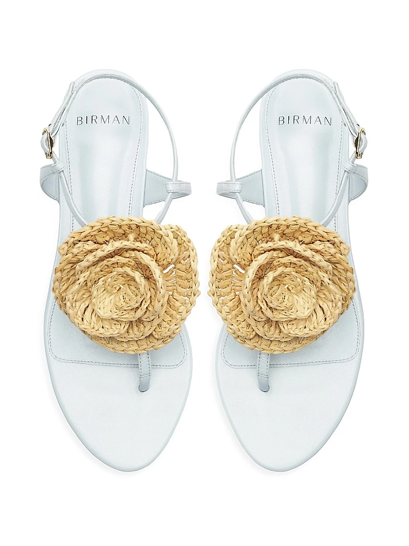 Sadie Floral-Accented Leather Sandals