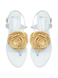 Sadie Floral-Accented Leather Sandals