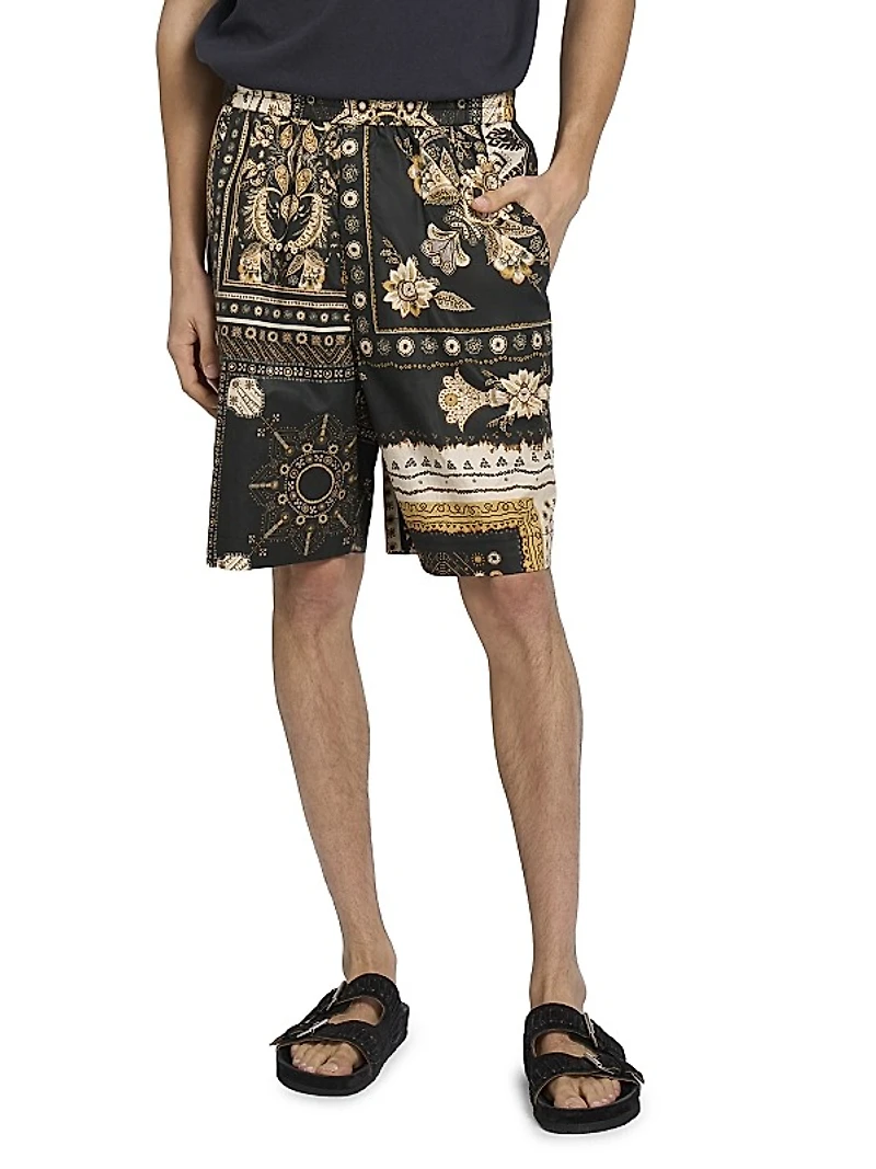 Gregorian Patchwork Cotton Shorts
