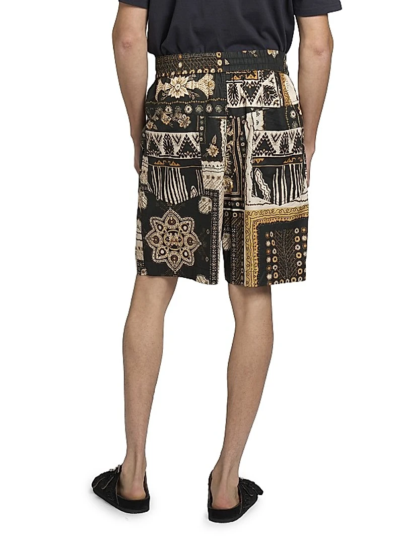 Gregorian Patchwork Cotton Shorts