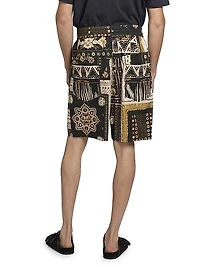 Gregorian Patchwork Cotton Shorts