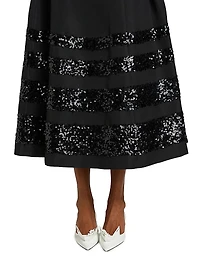 Mia Sequin-Embellished Belted Fit & Flare Midi-Dress