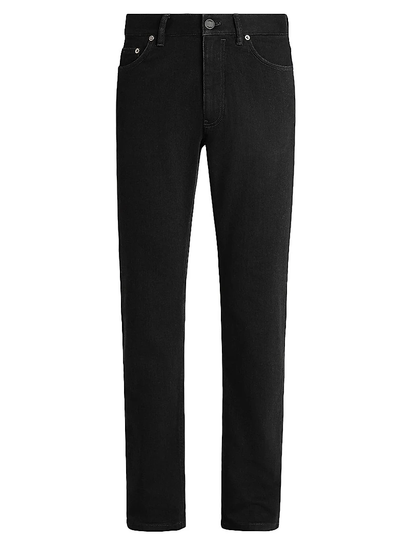 Rinse-Washed Stretch Cotton Roccia Jeans