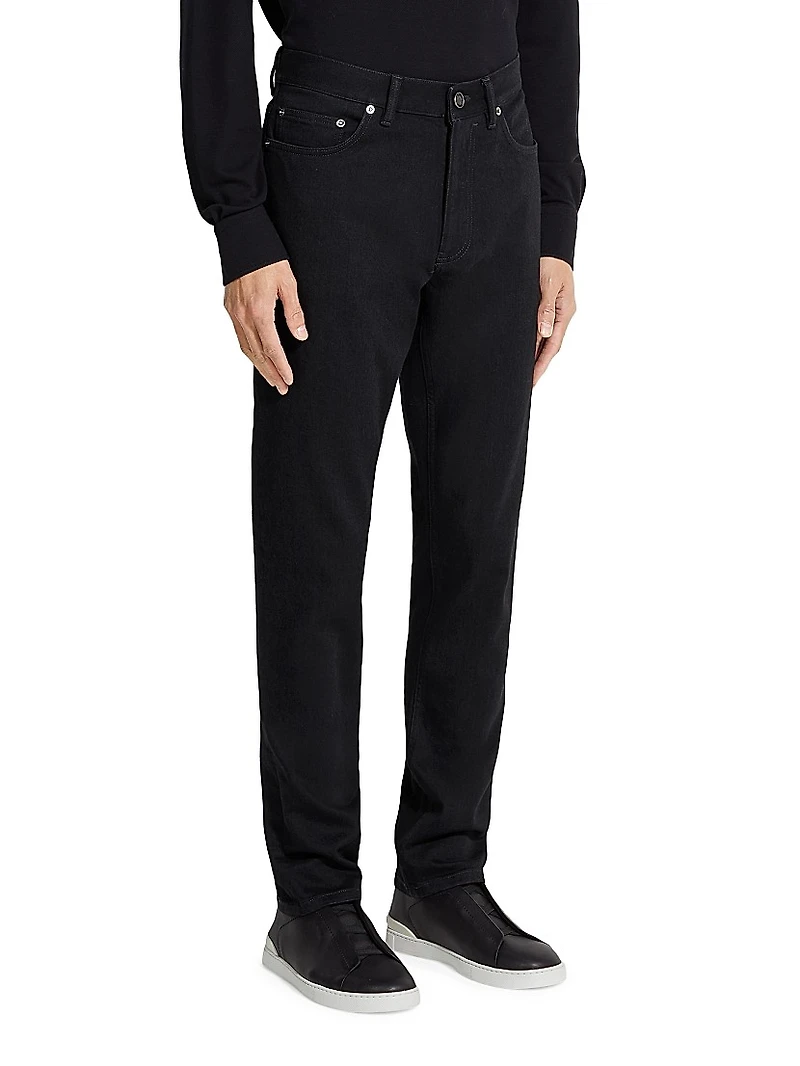 Rinse-Washed Stretch Cotton Roccia Jeans