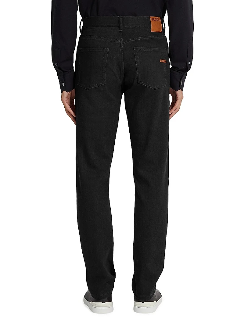 Rinse-Washed Stretch Cotton Roccia Jeans