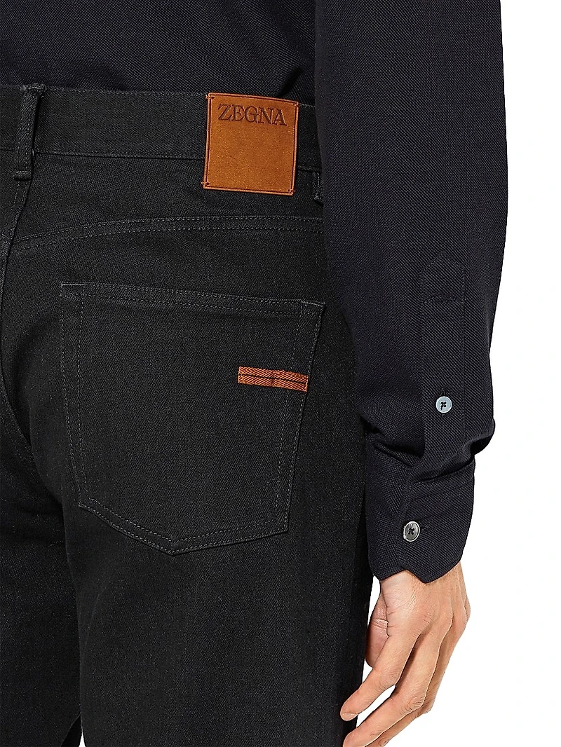 Rinse-Washed Stretch Cotton Roccia Jeans