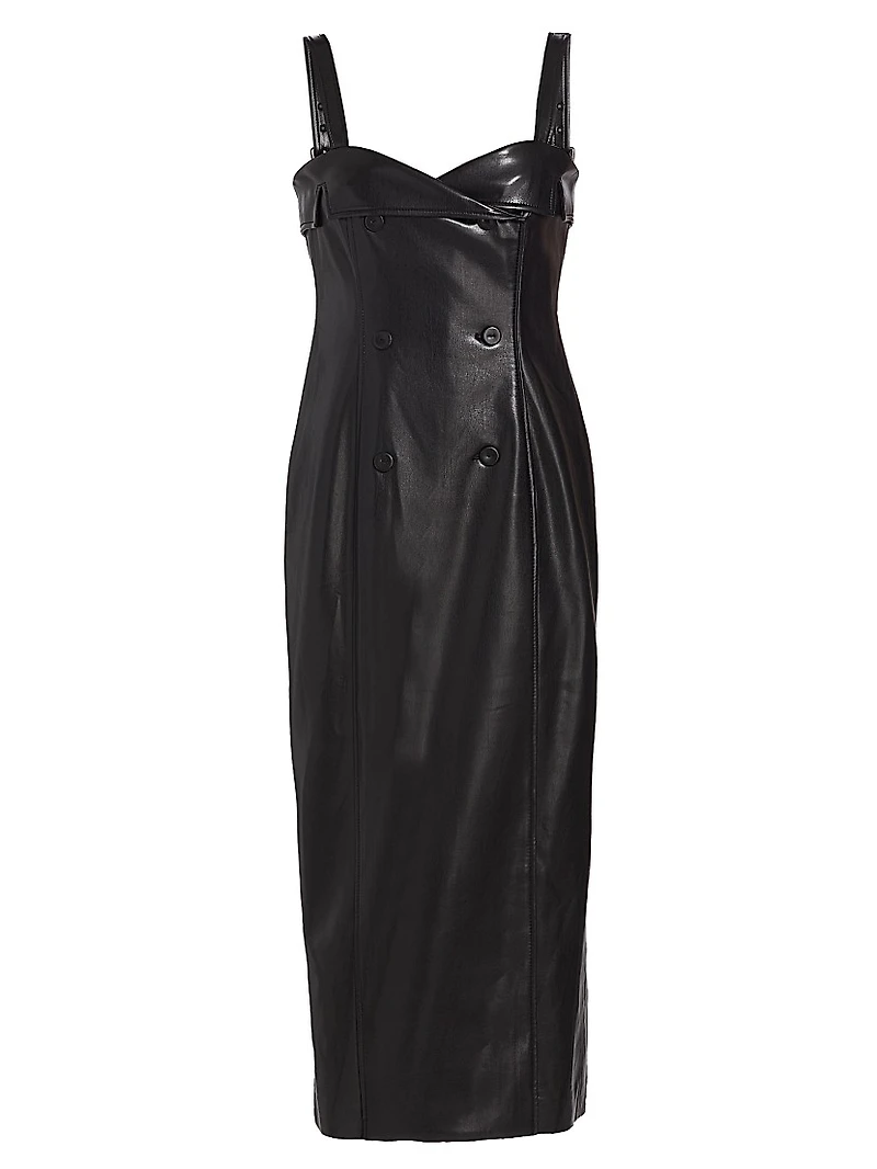 Tessa Faux Leather Midi-Dress