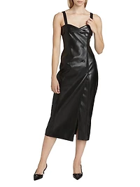 Tessa Faux Leather Midi-Dress