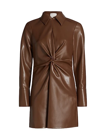 McKenna Faux Leather Twist Minidress