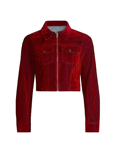Marilee Flocked Denim Zip-Up Jacket