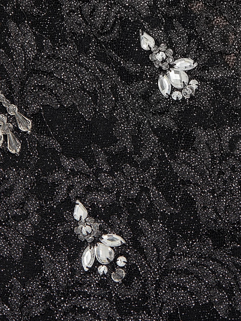 Metallic Lace Hand-Beaded Minidress