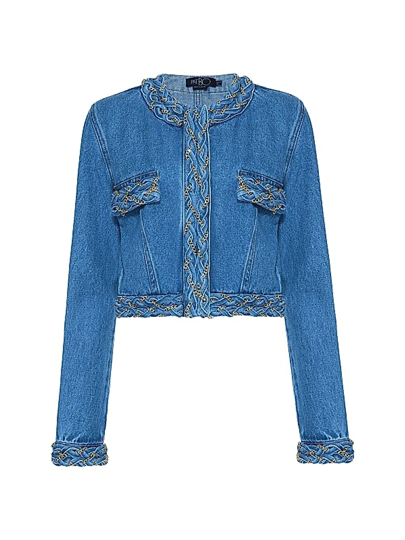 Braided Denim Cropped Jacket