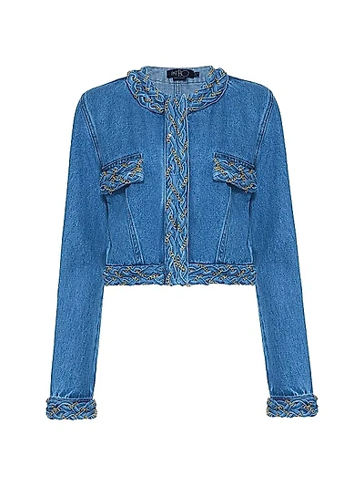 Braided Denim Cropped Jacket
