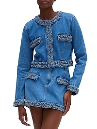 Braided Denim Cropped Jacket