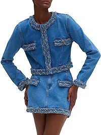 Braided Denim Cropped Jacket