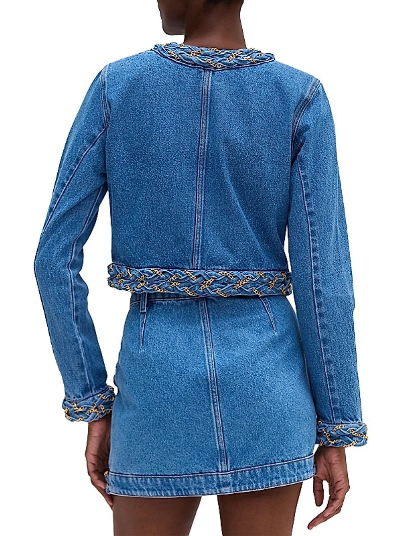 Braided Denim Cropped Jacket