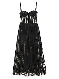 Lace-Velvet Bustier Midi-Dress