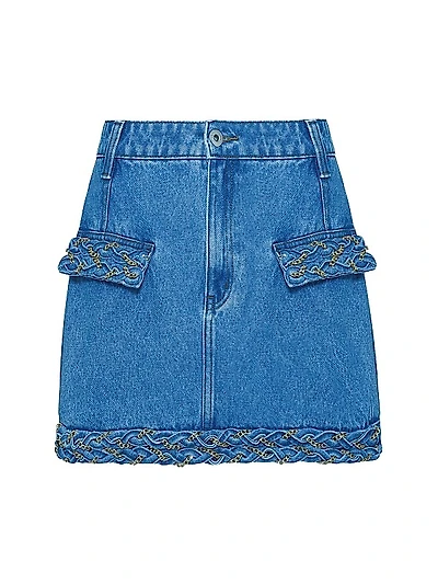 Braided Denim Miniskirt