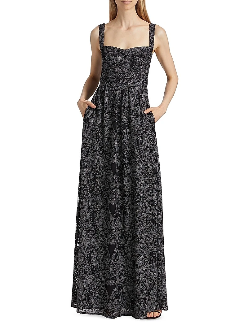 Rachel Paisley Tulle Maxi Dress