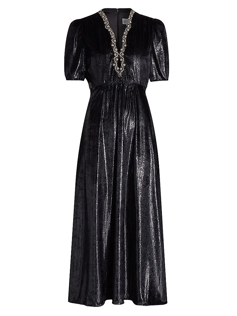 Tabitha Metallic Velvet Midi Dress