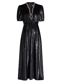 Tabitha Metallic Velvet Midi Dress