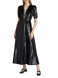 Tabitha Metallic Velvet Midi Dress