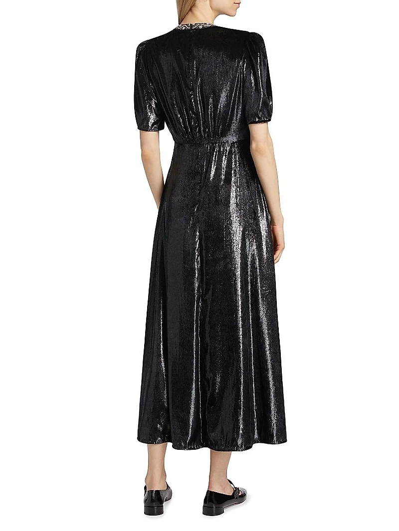 Tabitha Metallic Velvet Midi Dress