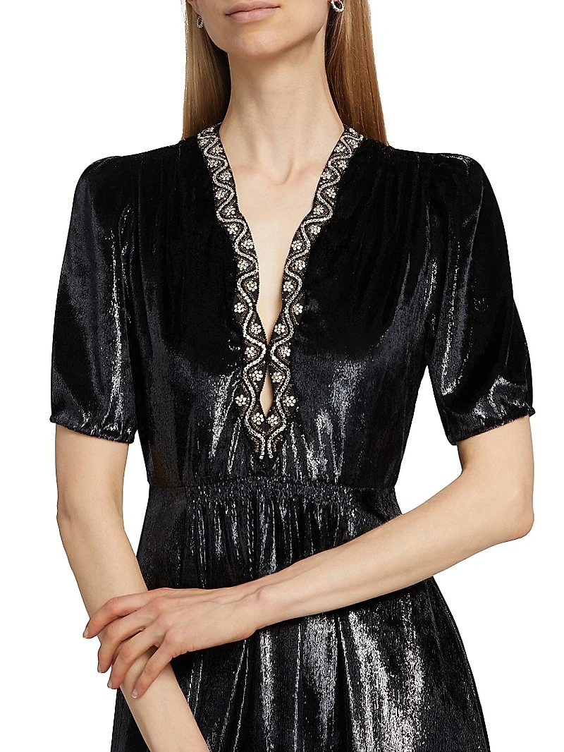Tabitha Metallic Velvet Midi Dress