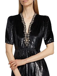 Tabitha Metallic Velvet Midi Dress
