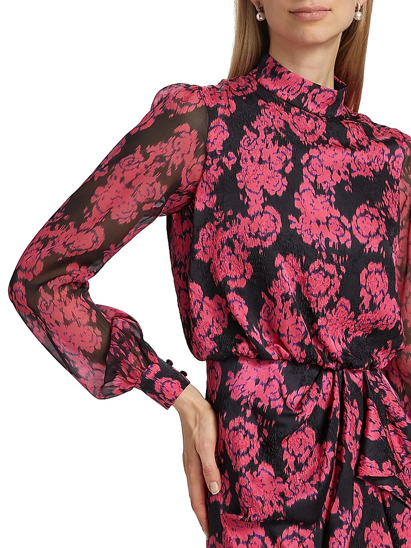 Isa Floral Silk Minidress