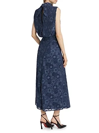 Fleur Velvet Lace Belted Maxi Dress