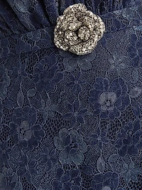 Fleur Velvet Lace Belted Maxi Dress