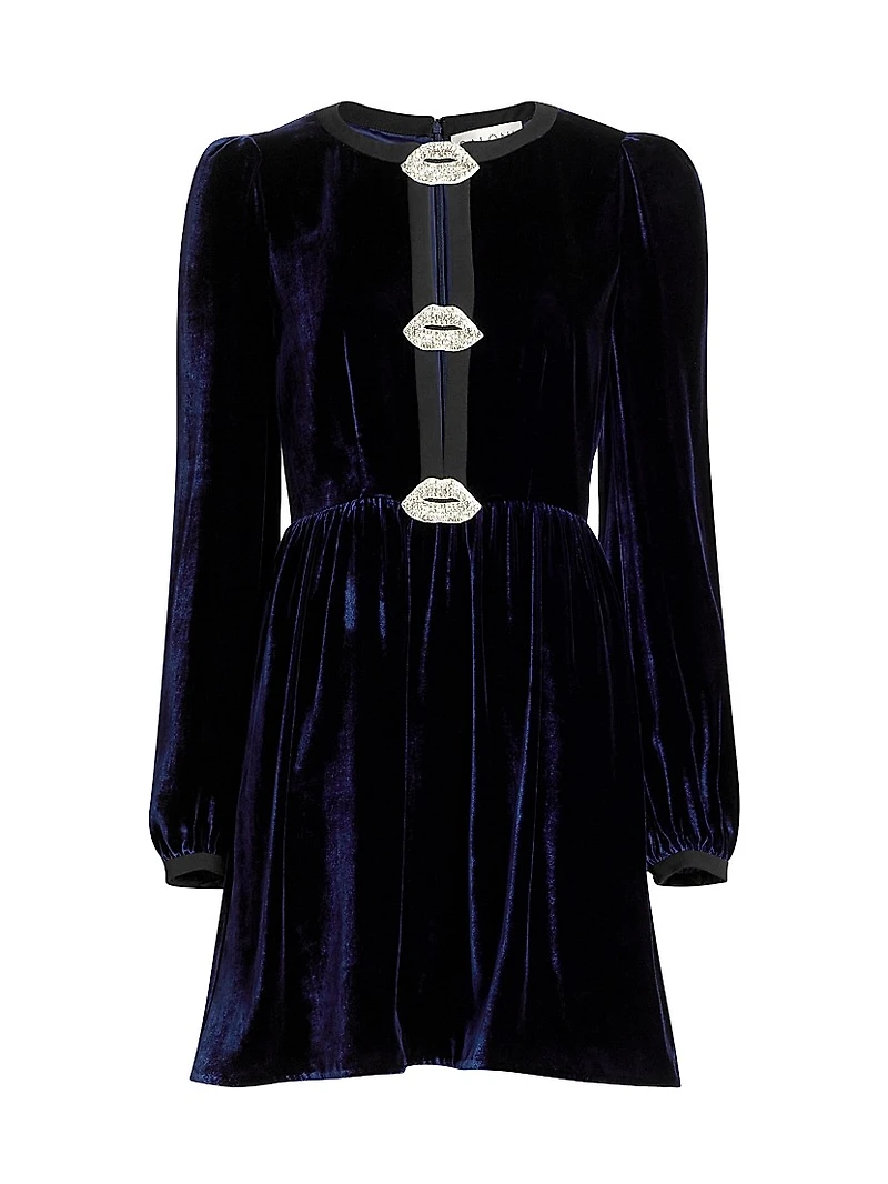Camille Bows Velvet Minidress