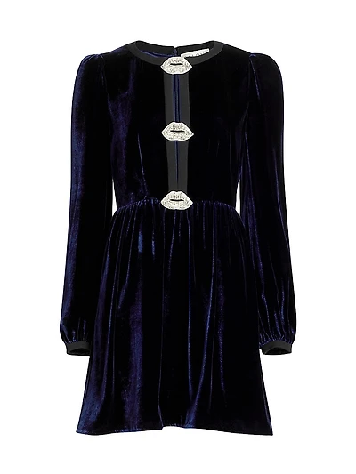 Camille Bows Velvet Minidress