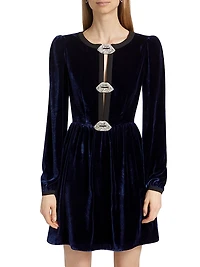 Camille Bows Velvet Minidress