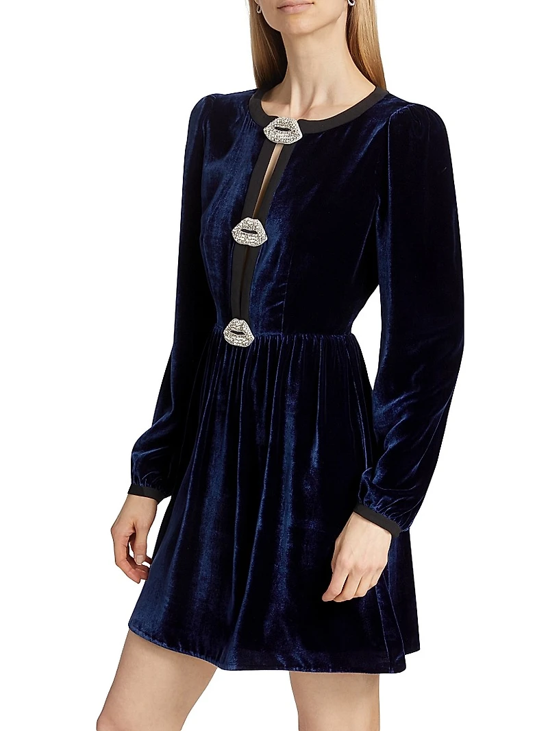 Camille Bows Velvet Minidress