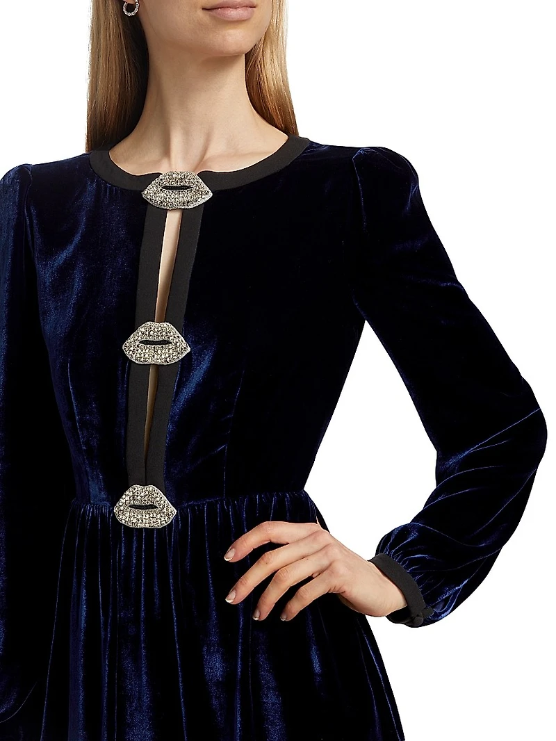 Camille Bows Velvet Minidress