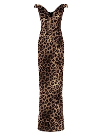 Shakti Leopard Off-The-Shoulder Maxi-Dress