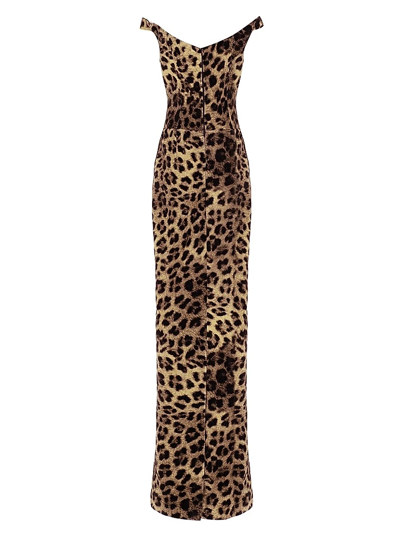 Shakti Leopard Off-The-Shoulder Maxi-Dress