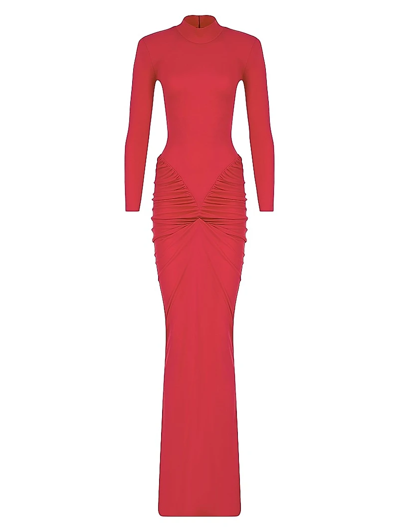 Darja Gathered Stretch Knit Maxi-Dress