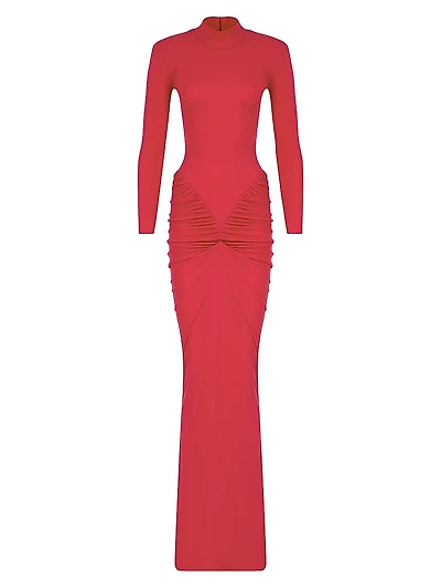 Darja Gathered Stretch Knit Maxi-Dress