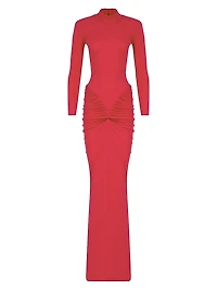 Darja Gathered Stretch Knit Maxi-Dress